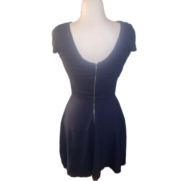 Banana Republic Solid Navy Blue Short Sleeve Flared Flounce Hem Dress - Picture 4 of 5